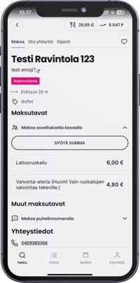 WEBSITE Kuntalounas app demo - Choose price