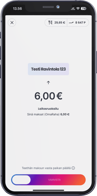 WEBSITE Kuntalounas app demo - Confirm