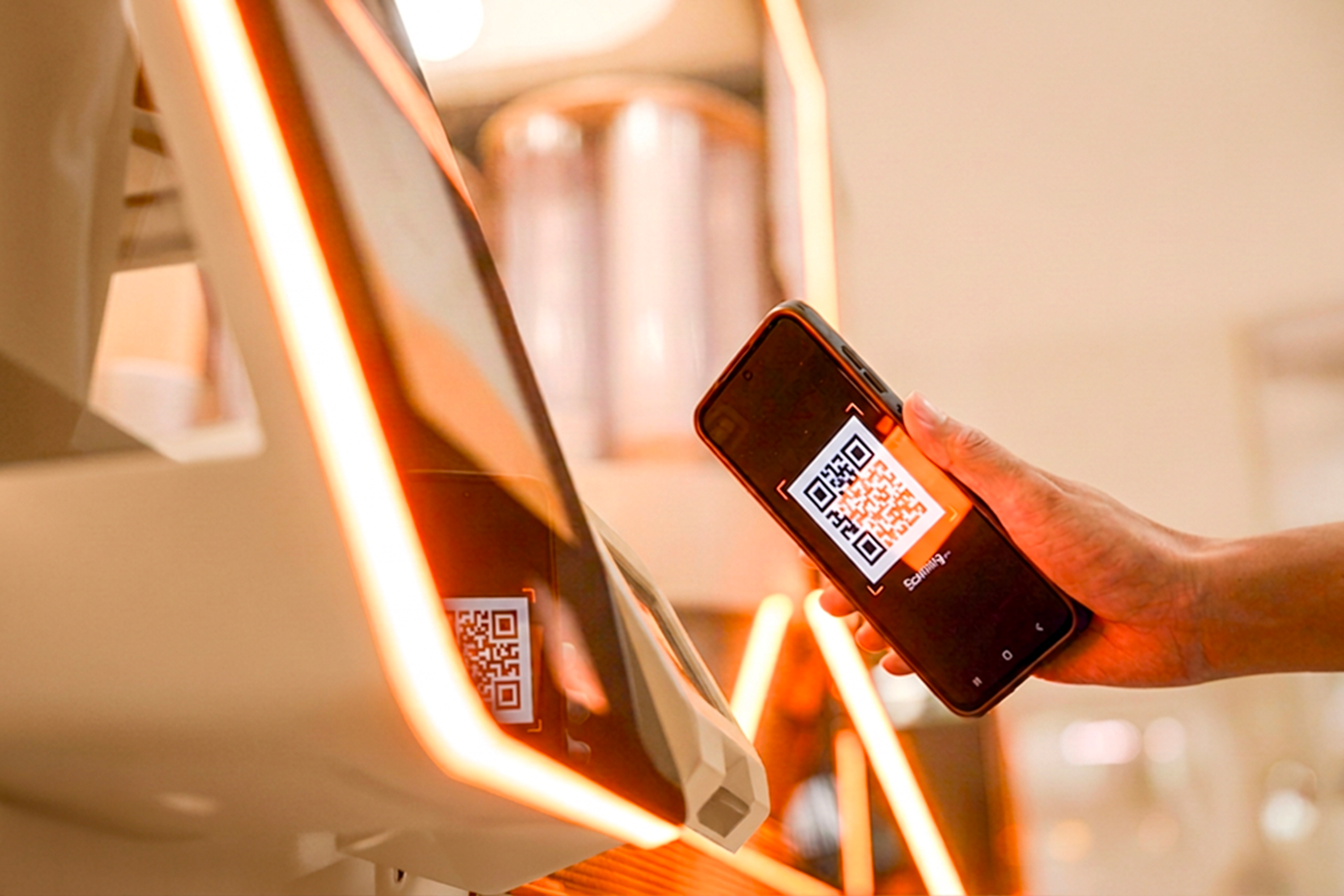 QR code scan beige-orange theme